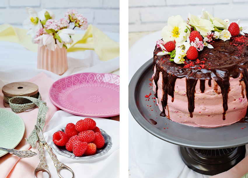 Gesunde Geburtstagstorte mit Himbeer, Vanille, Schoko und Erdbeeren